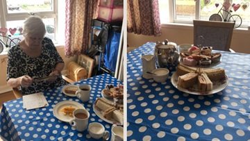 Falkirk care home Resident surprised with afternoon tea